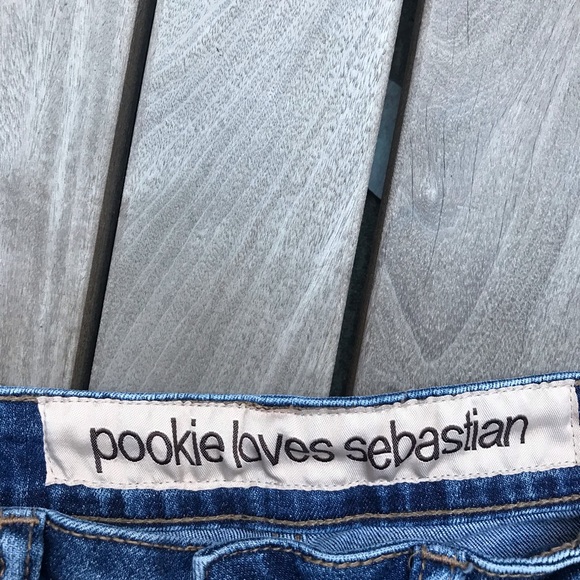 POOKIE LOVES SEBASTIAN Blue Ripped Denim Shorts - Picture 4 of 4